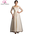 Grace Karin Neuestes elegantes Entwurfs-Champagne-Abschlussball-Kleid mit langer Hülse CL6051-2 #